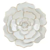 LuxenHome White And Gold Flower Metal Wall Decor