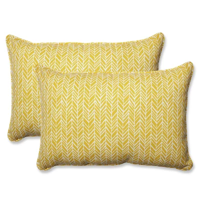 Outdoor/Indoor Herringbone Over-Sized Rectangular Throw Pillow Set Of 2 - Pillow Perfect - Image 11