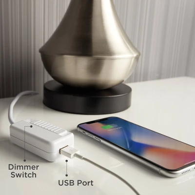 360 Lighting Modern Coastal Modern Table Lamp 26 1/4" High With USB Dimmer Whitewash Gray Ceramic White Drum Shade For Bedroom Living Room House Desk - Image 8