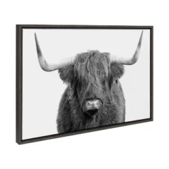 23" X 33" Sylvie Highland Cow Portrait Framed Canvas By Amy Peterson Gray - Kate & Laurel All Things Decor