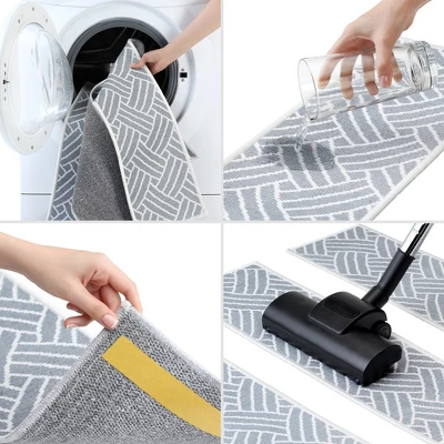 SussexHome Diamond Design Cotton Anti-Slip Stair Treads, 9” X 28“ - Image 6