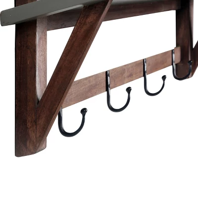 Brookside Entryway Coat Hook Concrete Coated Top And Wood Light Gray/Brown - Alaterre Furniture - Image 2