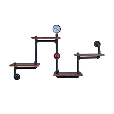 44.5" X 27.6" Tiered Horizontal Industrial Pipe Wall Shelf Brown/Black - Danya B. - Image 5