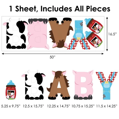 Big Dot Of Happiness Farm Animals - Peel And Stick Barnyard Baby Shower Standard Banner Wall Decals - Baby - Image 5