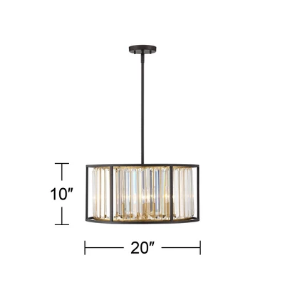 Possini Euro Design Milne Bronze Gold Drum Pendant Chandelier 20" Wide Modern Crystal 5-Light Fixture For Dining Room House Kitchen Island Entryway - Image 7