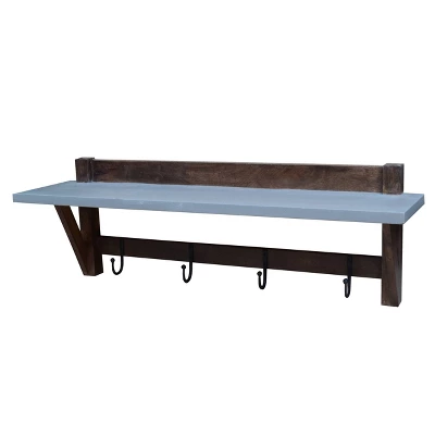 Brookside Entryway Coat Hook Concrete Coated Top And Wood Light Gray/Brown - Alaterre Furniture - Image 3