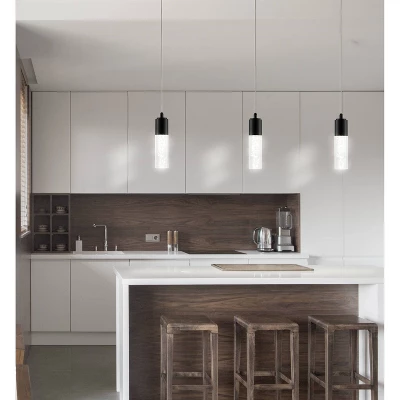 4.75" LED 1-Light Bolha Bubble Acrylic/Iron Minimalist Pendant Black - JONATHAN Y - Image 4